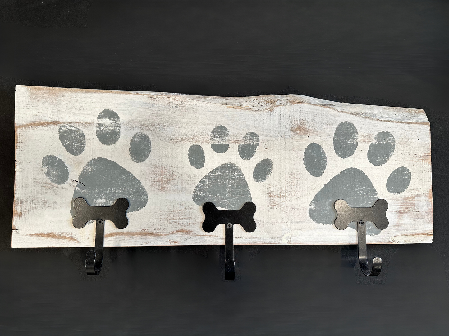 Dog Leash Holder | Whitewashed Live Edge | Personalize it!