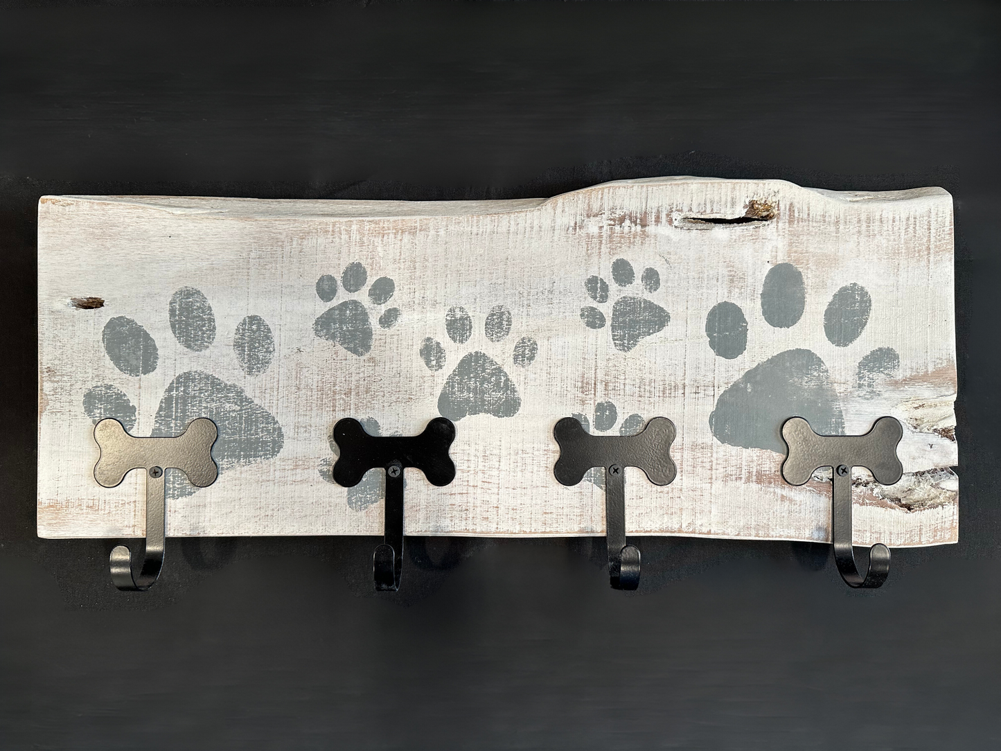 Dog Leash Holder | Whitewashed Live Edge | Personalize it!