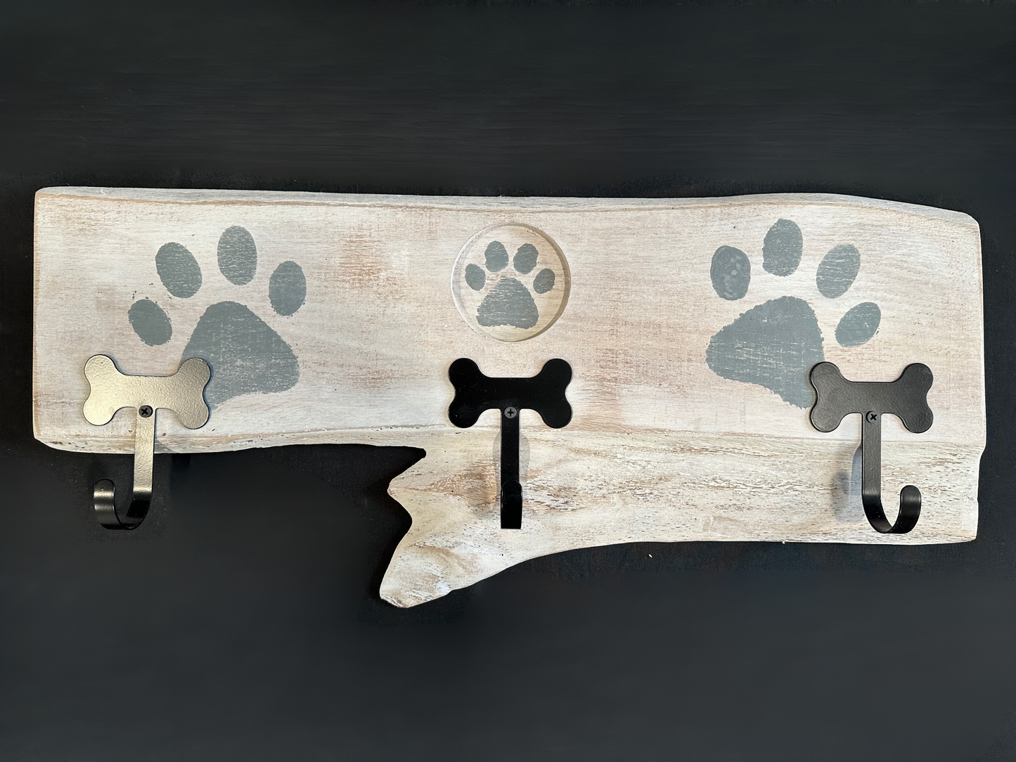 Dog Leash Holder | Whitewashed Live Edge | Personalize it!
