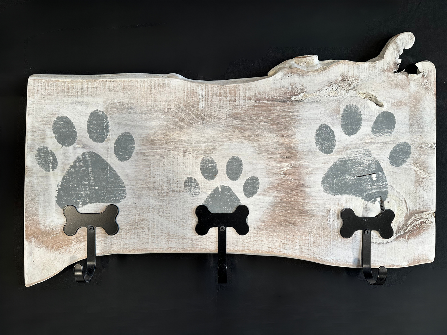 Dog Leash Holder | Whitewashed Live Edge | Personalize it!