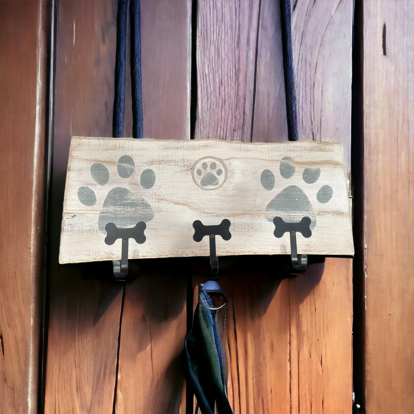 Dog Leash Holder | Whitewashed Live Edge | Personalize it!