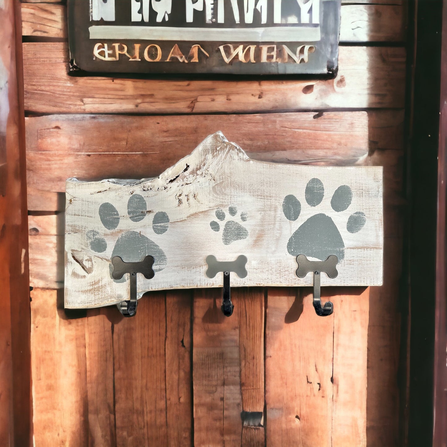 Dog Leash Holder | Whitewashed Live Edge | Personalize it!
