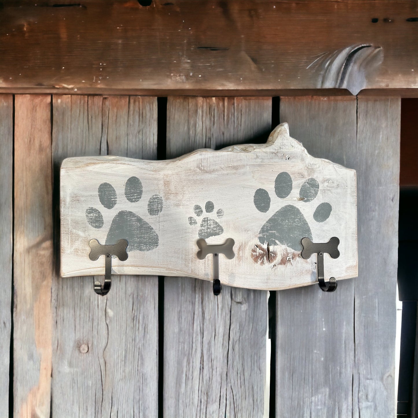 Dog Leash Holder | Whitewashed Live Edge | Personalize it!
