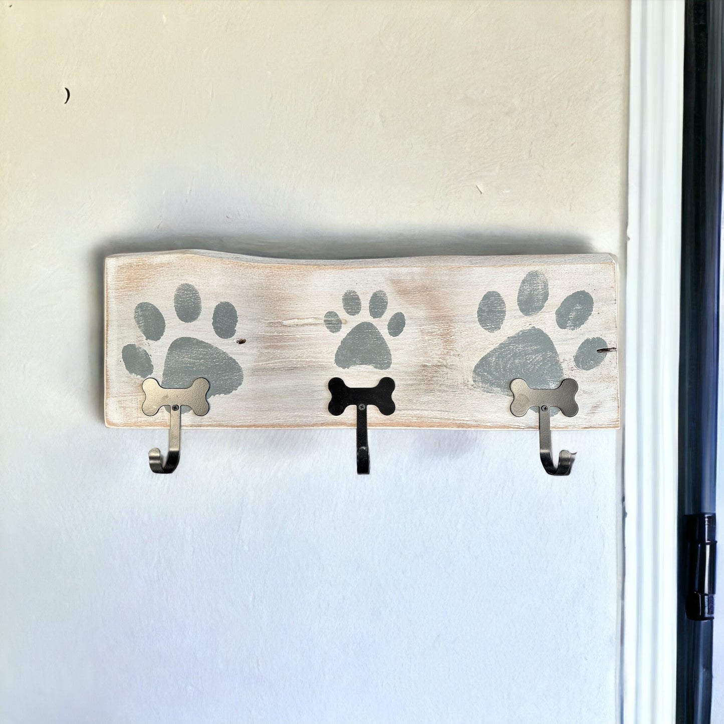 Dog Leash Holder | Whitewashed Live Edge | Personalize it!