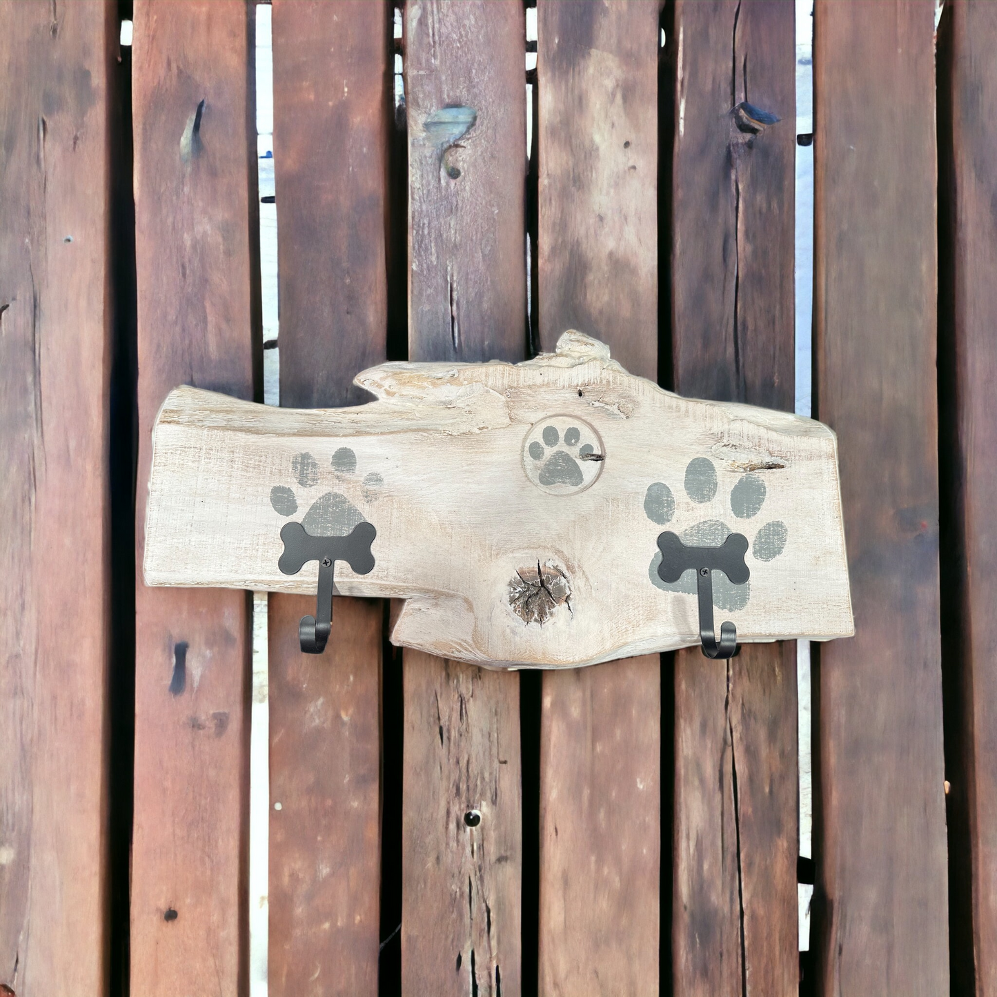 Dog Leash Holder | Whitewashed Live Edge | Personalize it!