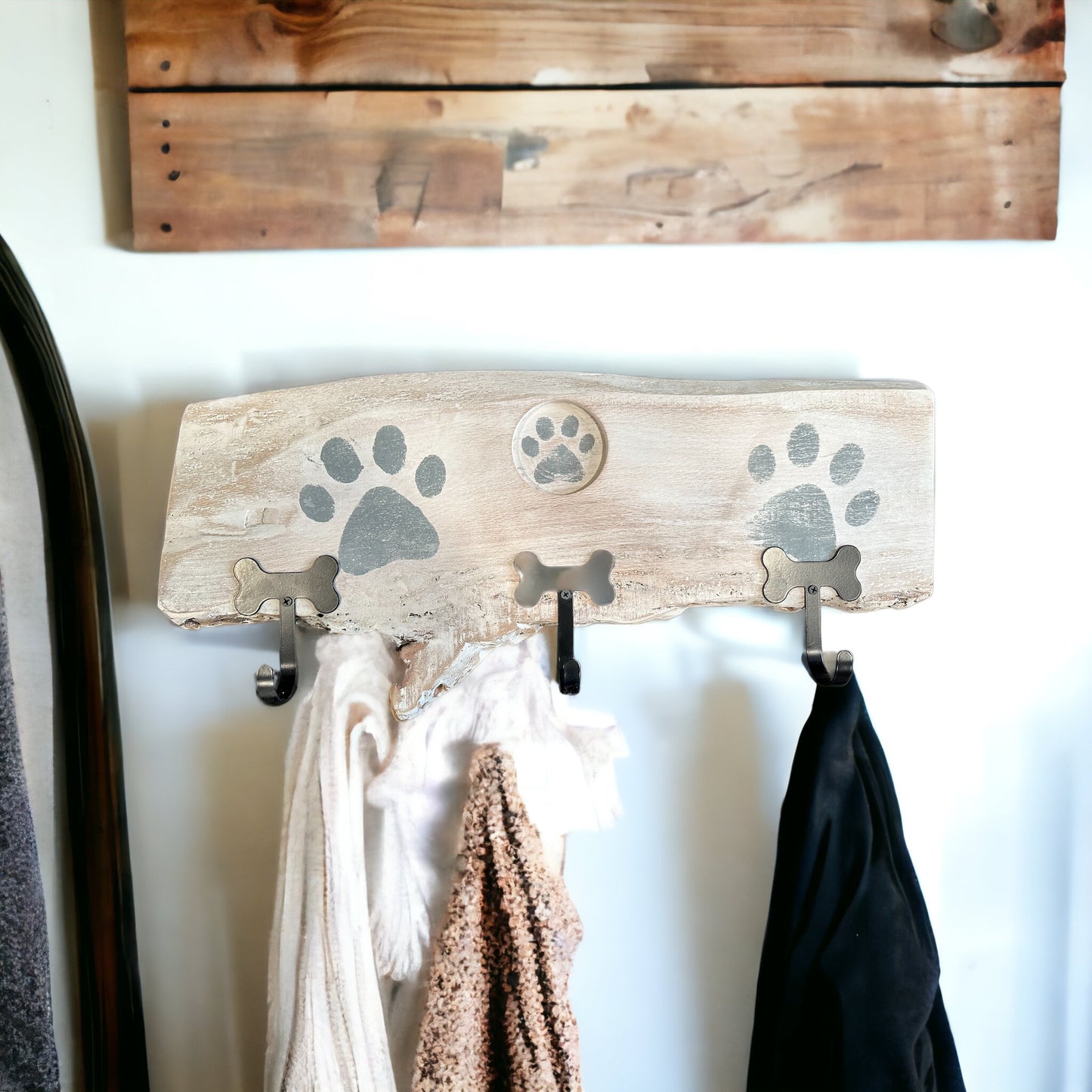 Dog Leash Holder | Whitewashed Live Edge | Personalize it!