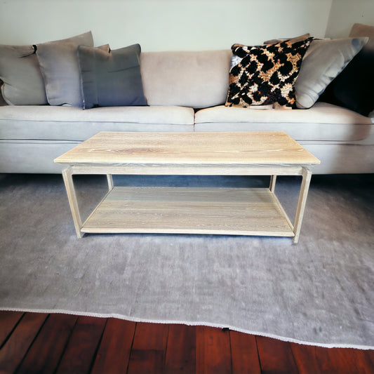Coffee Table | Mid Century White Washed Oak