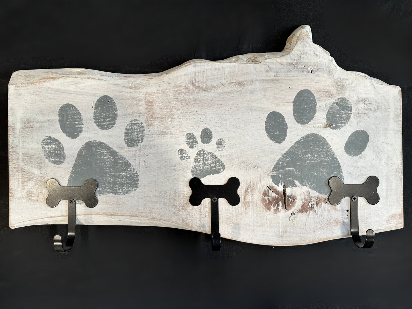 Dog Leash Holder | Whitewashed Live Edge | Personalize it!