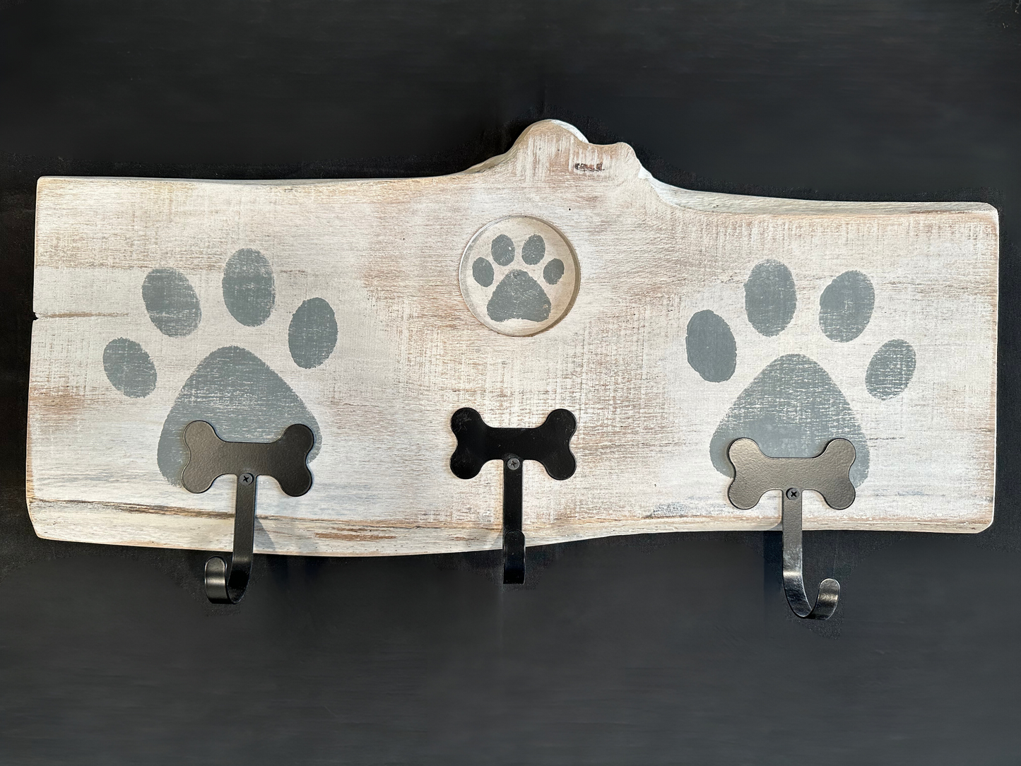 Dog Leash Holder | Whitewashed Live Edge | Personalize it!