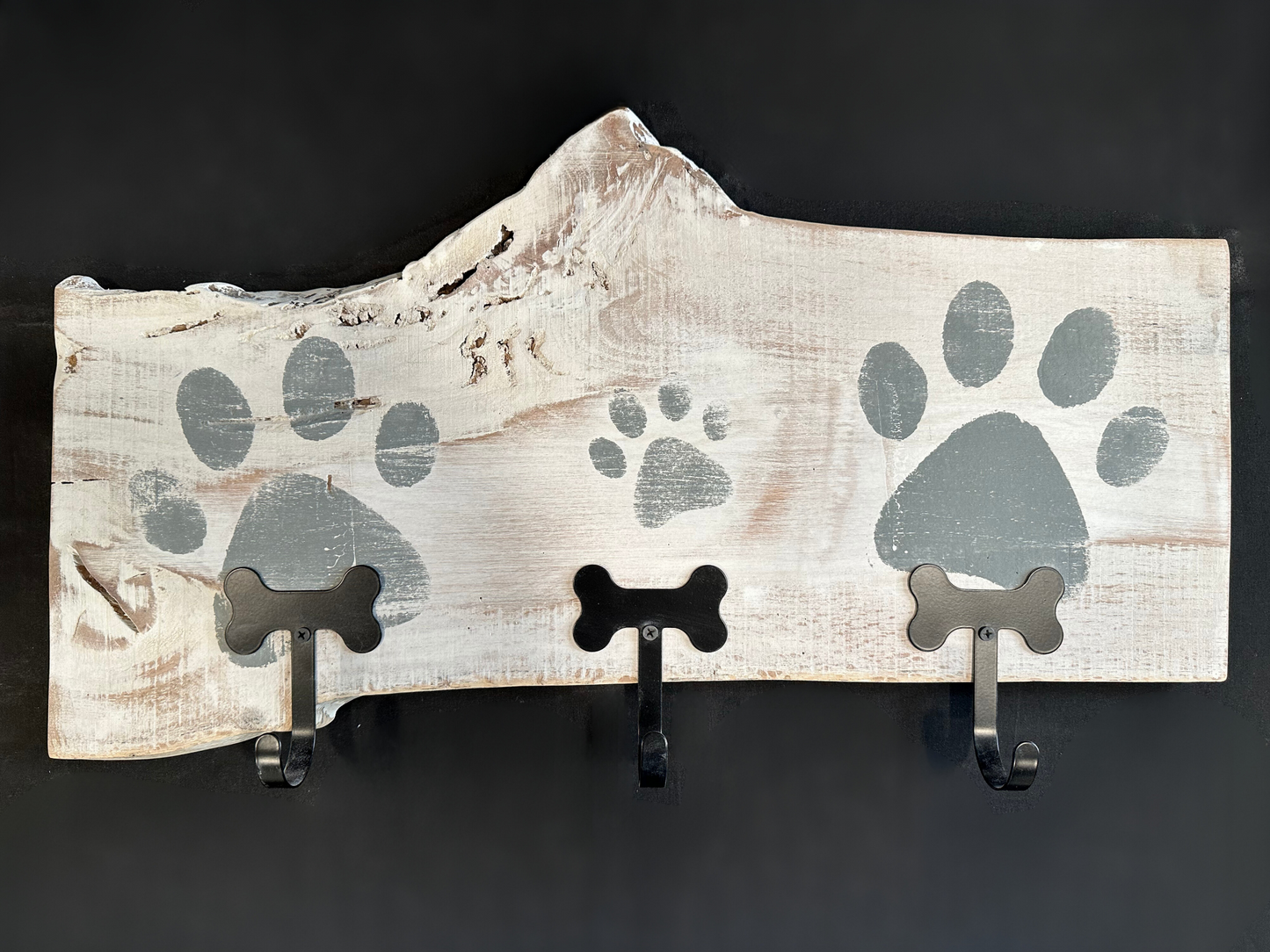Dog Leash Holder | Whitewashed Live Edge | Personalize it!
