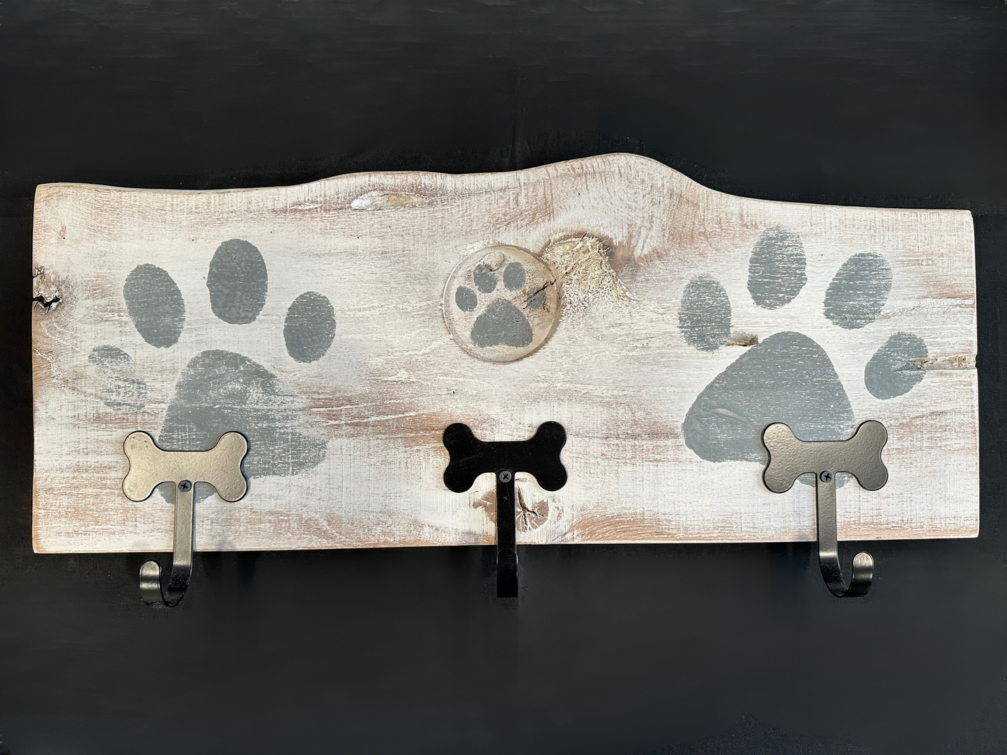 Dog Leash Holder | Whitewashed Live Edge | Personalize it!