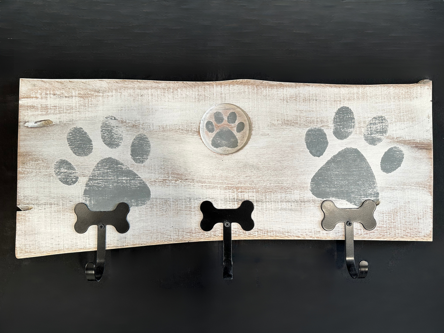 Dog Leash Holder | Whitewashed Live Edge | Personalize it!