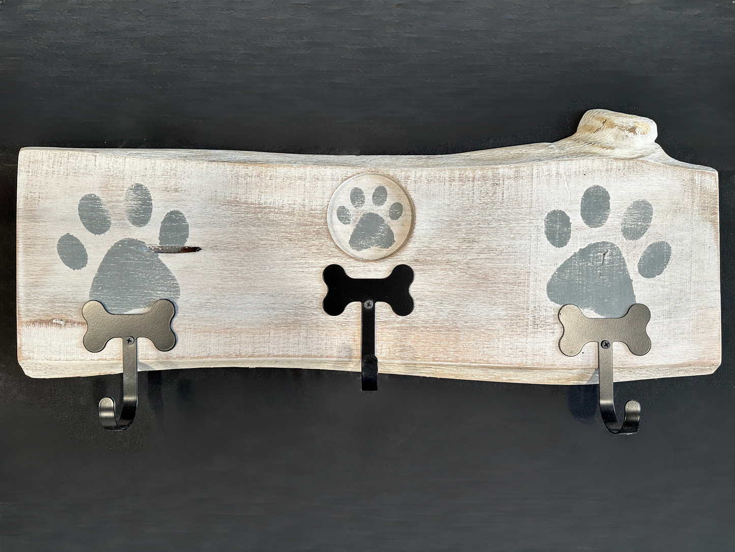 Dog Leash Holder | Whitewashed Live Edge | Personalize it!