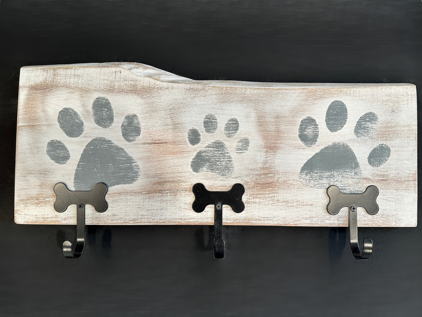 Dog Leash Holder | Whitewashed Live Edge | Personalize it!