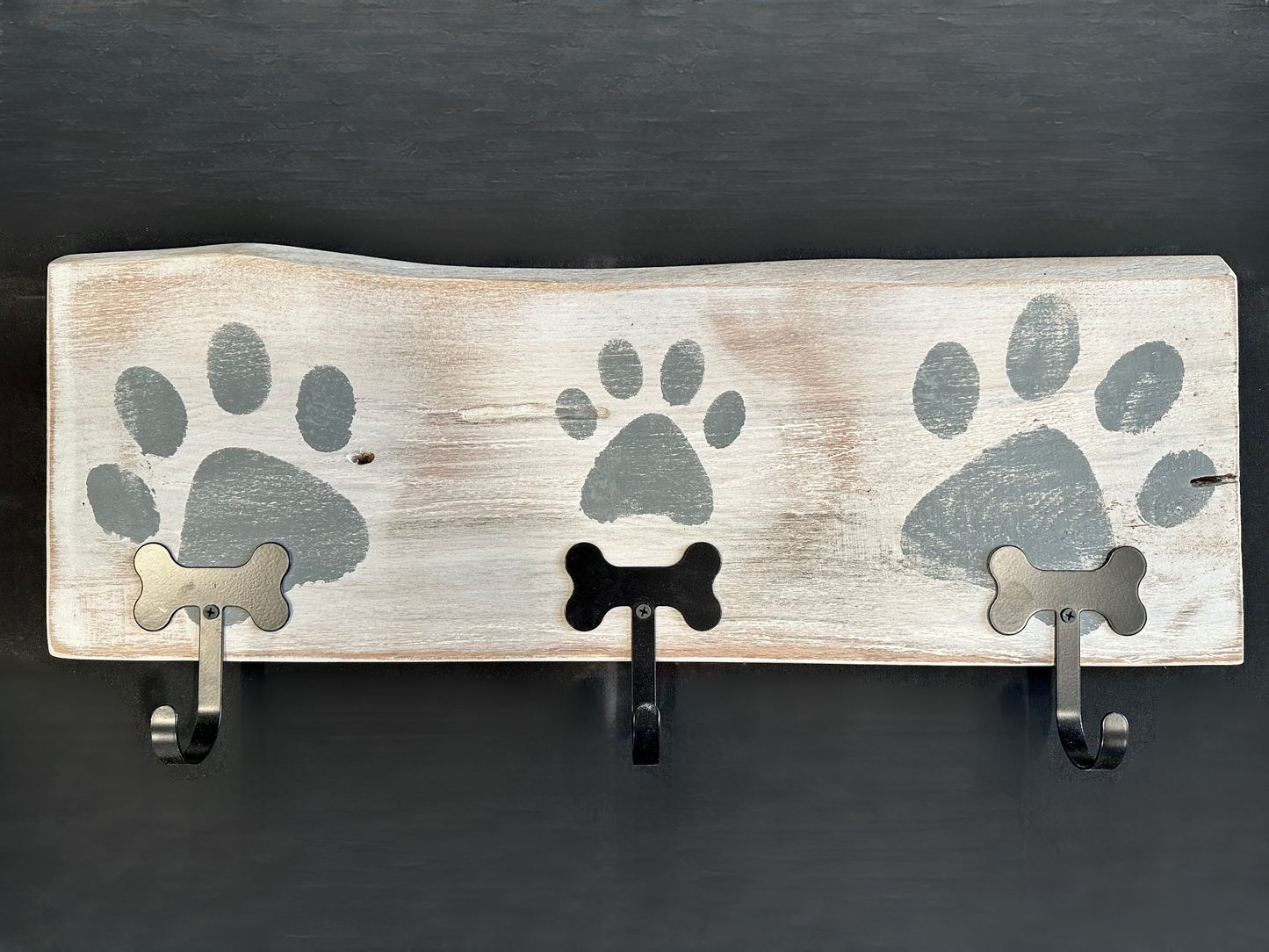 Dog Leash Holder | Whitewashed Live Edge | Personalize it!