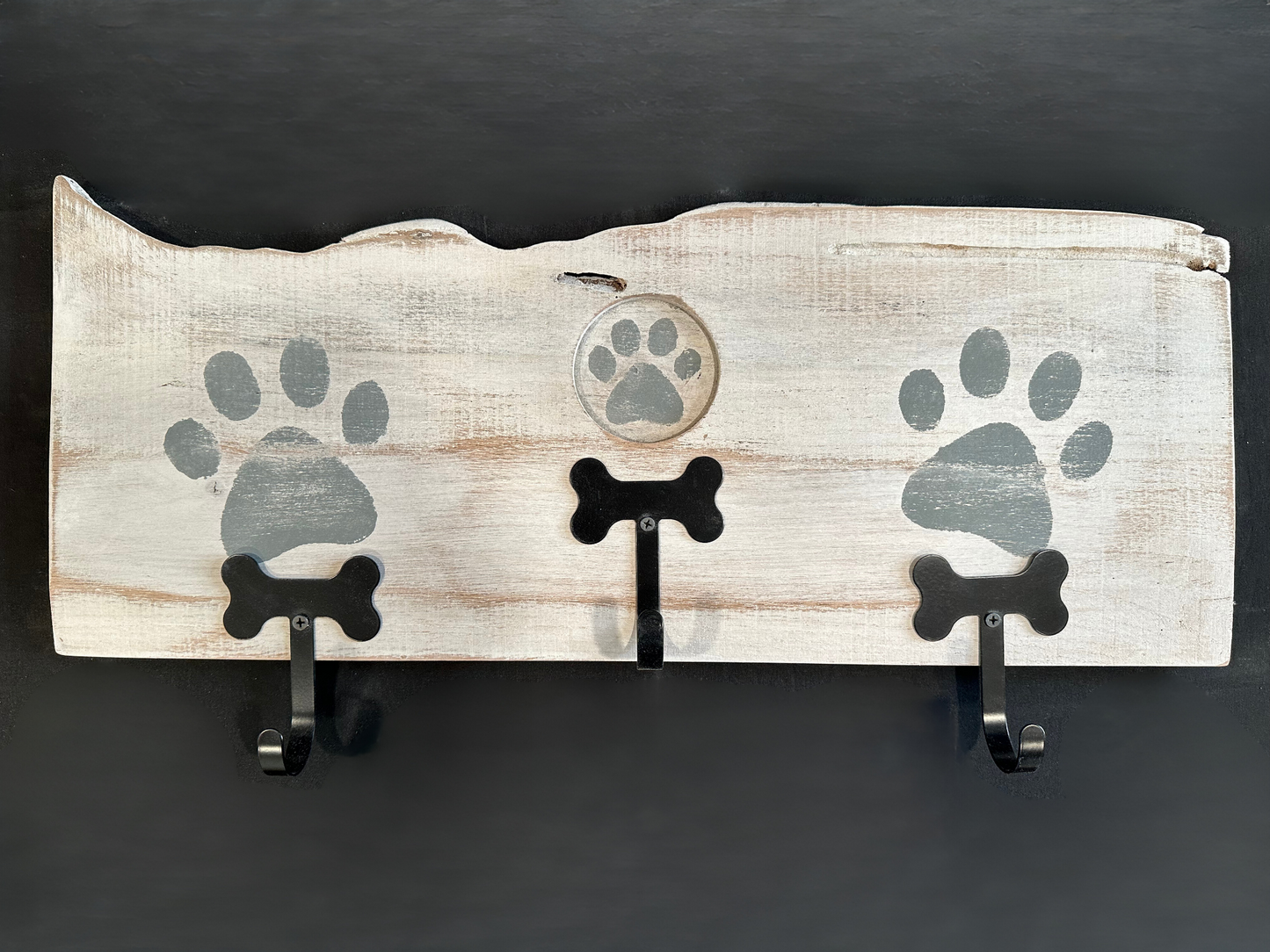 Dog Leash Holder | Whitewashed Live Edge | Personalize it!