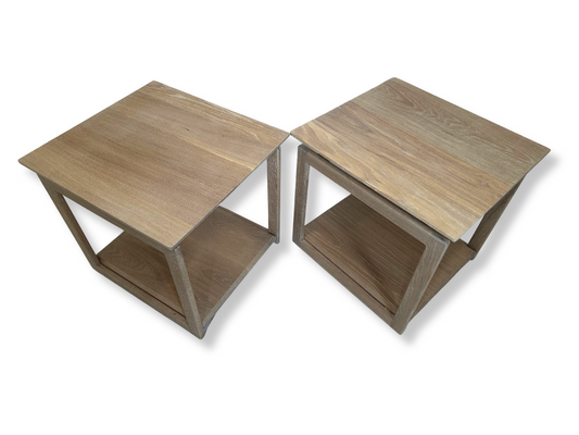 Side Table Set | Mid-Century White Washed White Oak