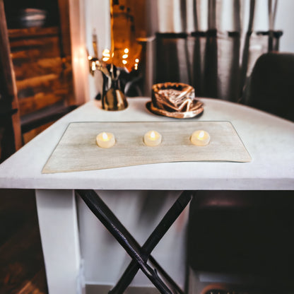 Tea Light Centerpiece | Whitewashed Live Edge | Personalize it!