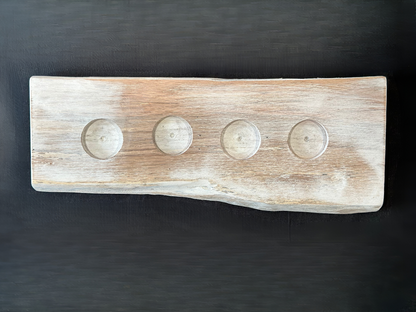 Tea Light Centerpiece | Whitewashed Live Edge | Personalize it!