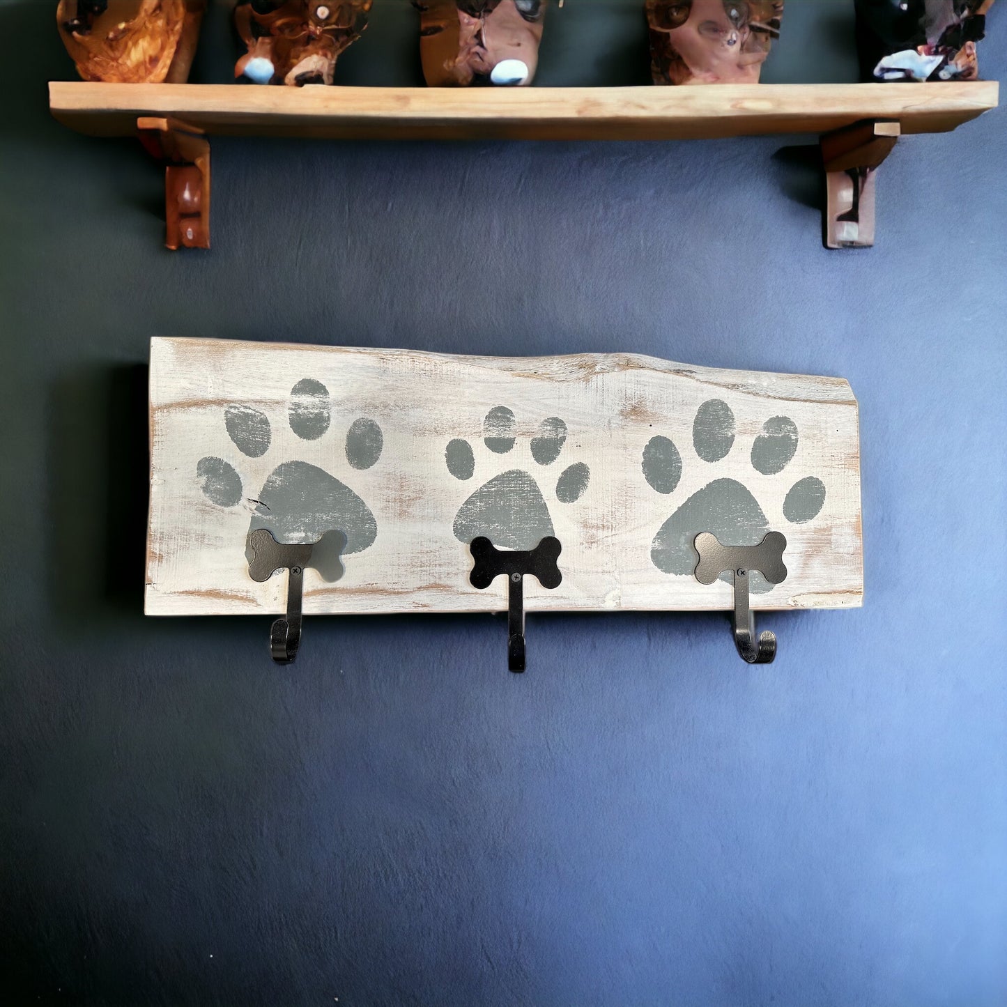 Dog Leash Holder | Whitewashed Live Edge  | Personalize it!