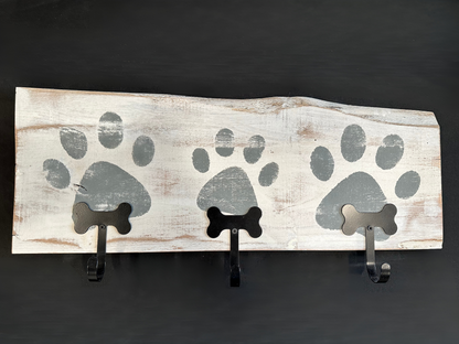 Dog Leash Holder | Whitewashed Live Edge  | Personalize it!