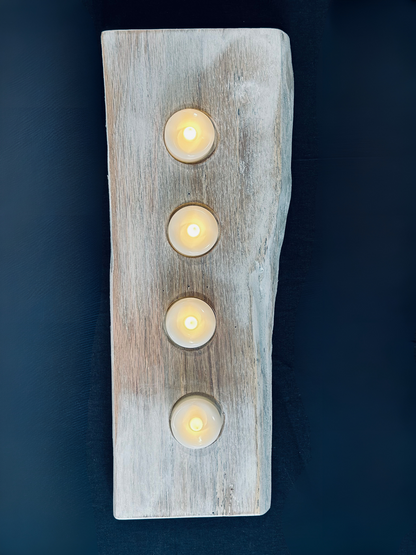 Tea Light Centerpiece | Whitewashed Live Edge | Personalize it!