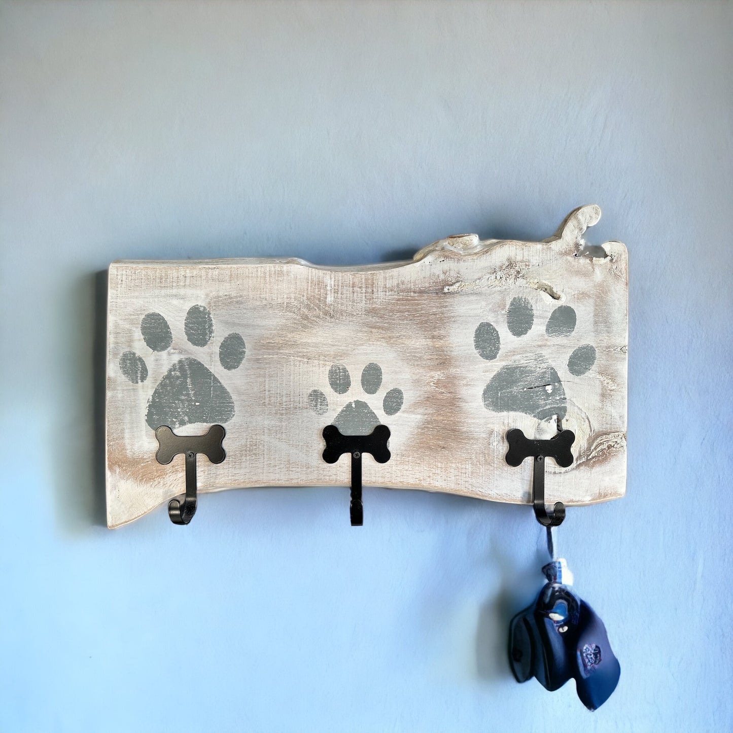 Dog Leash Holder | Whitewashed Live Edge  | Personalize it!