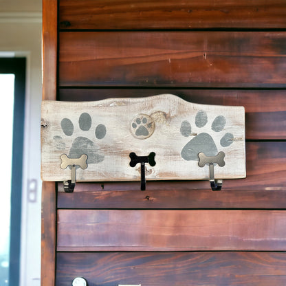 Dog Leash Holder | Whitewashed Live Edge  | Personalize it!