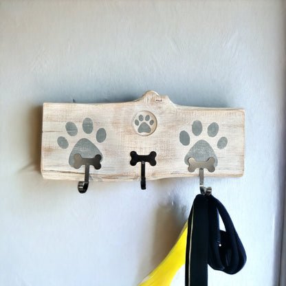 Dog Leash Holder | Whitewashed Live Edge  | Personalize it!