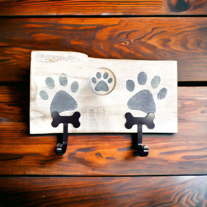 Dog Leash Holder |  Whitewashed Live Edge | Personalize it!