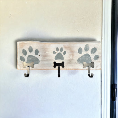 Dog Leash Holder | Whitewashed Live Edge  | Personalize it!