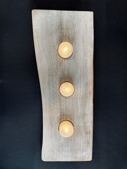 Tea Light Centerpiece | Whitewashed Live Edge | Personalize it!