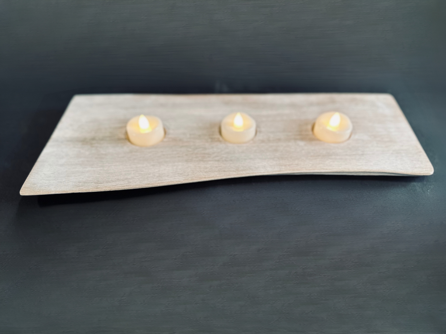 Tea Light Centerpiece | Whitewashed Live Edge | Personalize it!