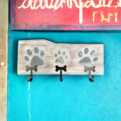 Dog Leash Holder | Whitewashed Live Edge  | Personalize it!