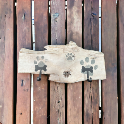 Dog Leash Holder | Whitewashed Live Edge  | Personalize it!