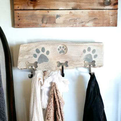 Dog Leash Holder | Whitewashed Live Edge  | Personalize it!