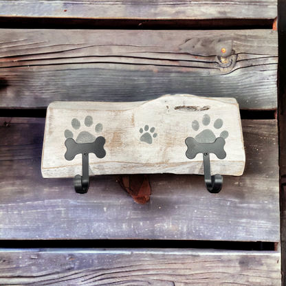 Dog Leash Holder |  Whitewashed Live Edge | Personalize it!