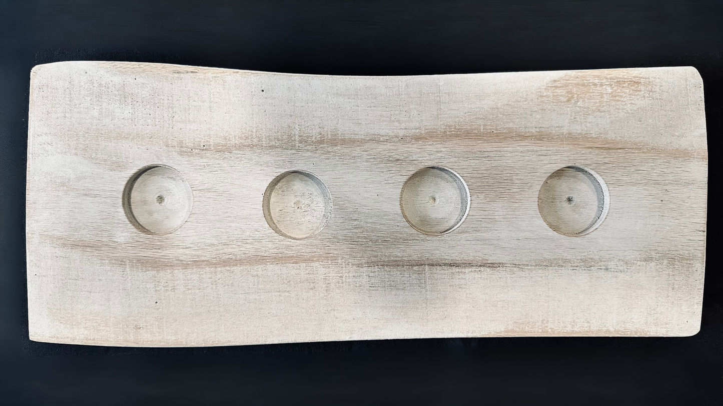 Tea Light Centerpiece | Whitewashed Live Edge | Personalize it!