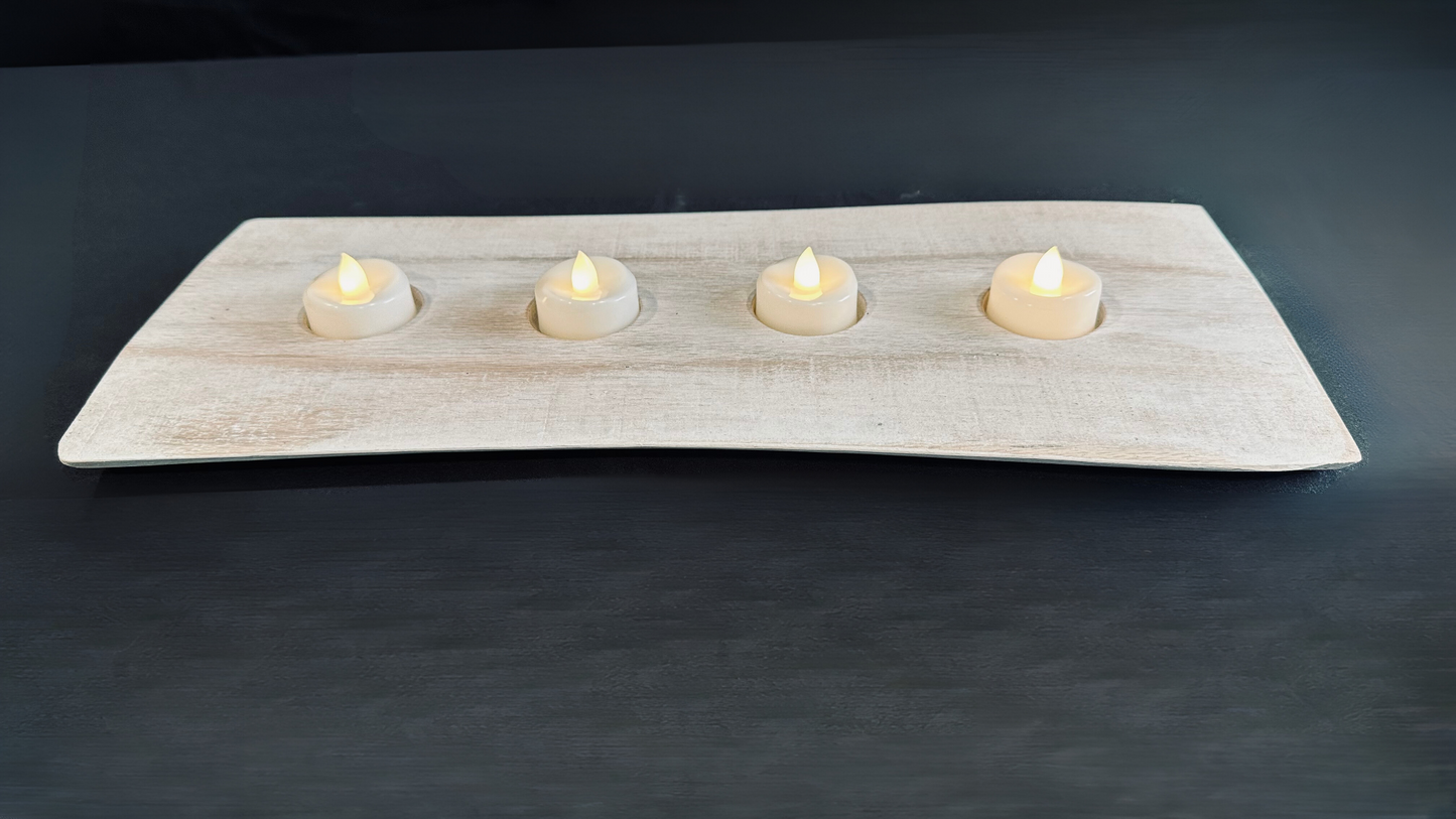 Tea Light Centerpiece | Whitewashed Live Edge | Personalize it!