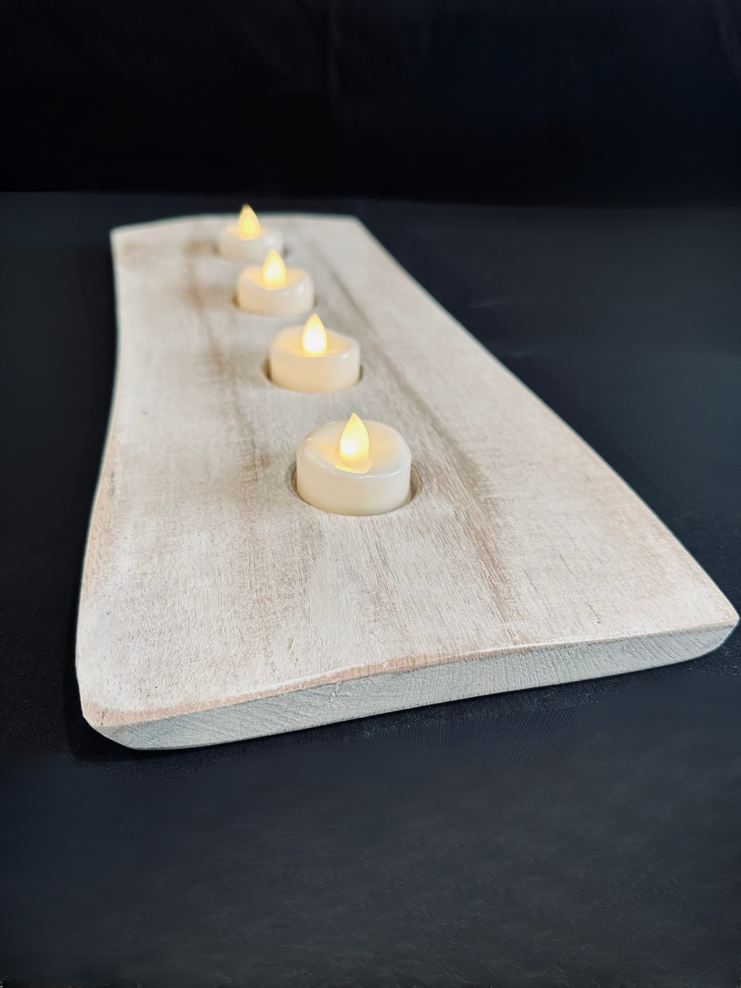 Tea Light Centerpiece | Whitewashed Live Edge | Personalize it!