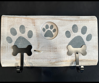 Dog Leash Holder |  Whitewashed Live Edge | Personalize it!