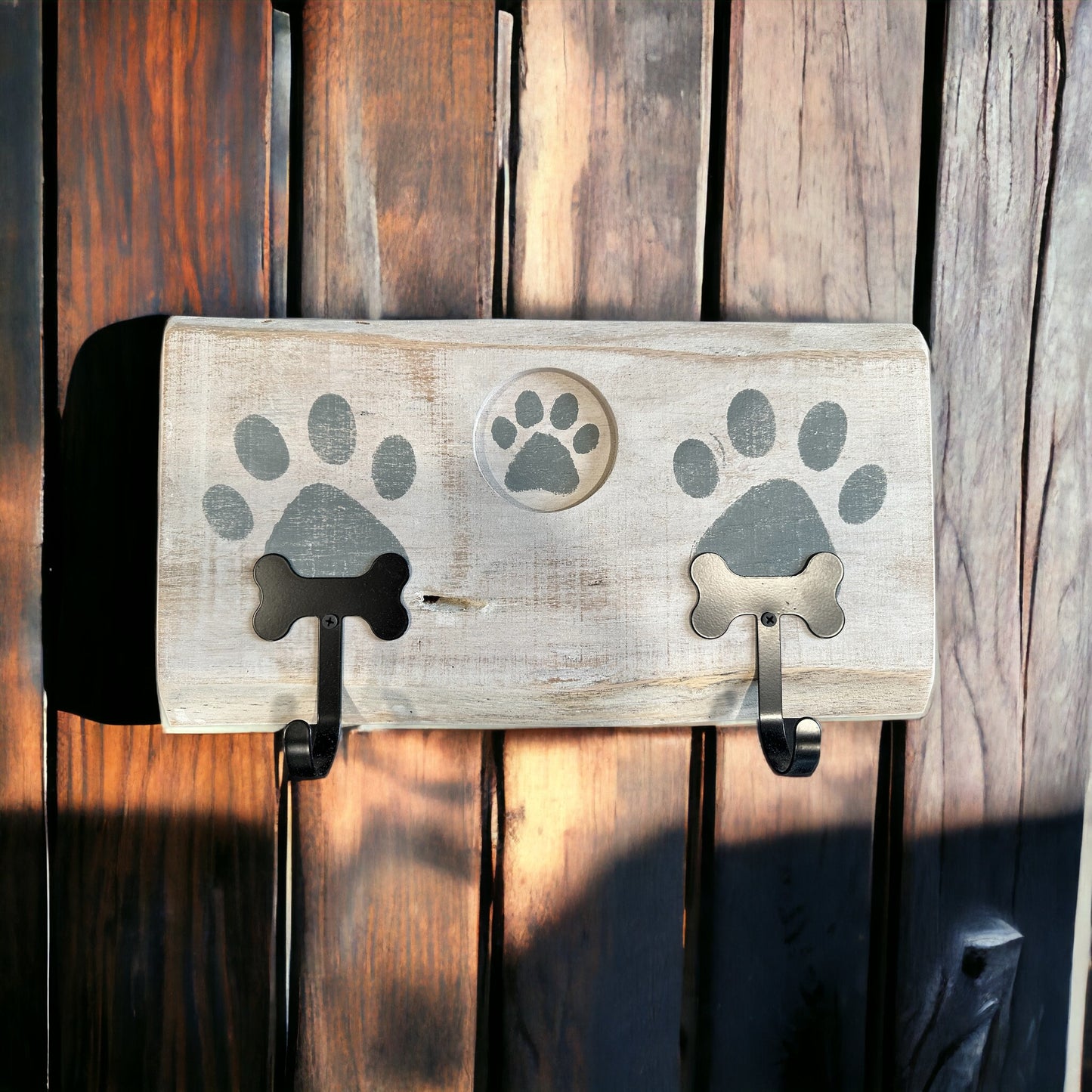 Dog Leash Holder |  Whitewashed Live Edge | Personalize it!