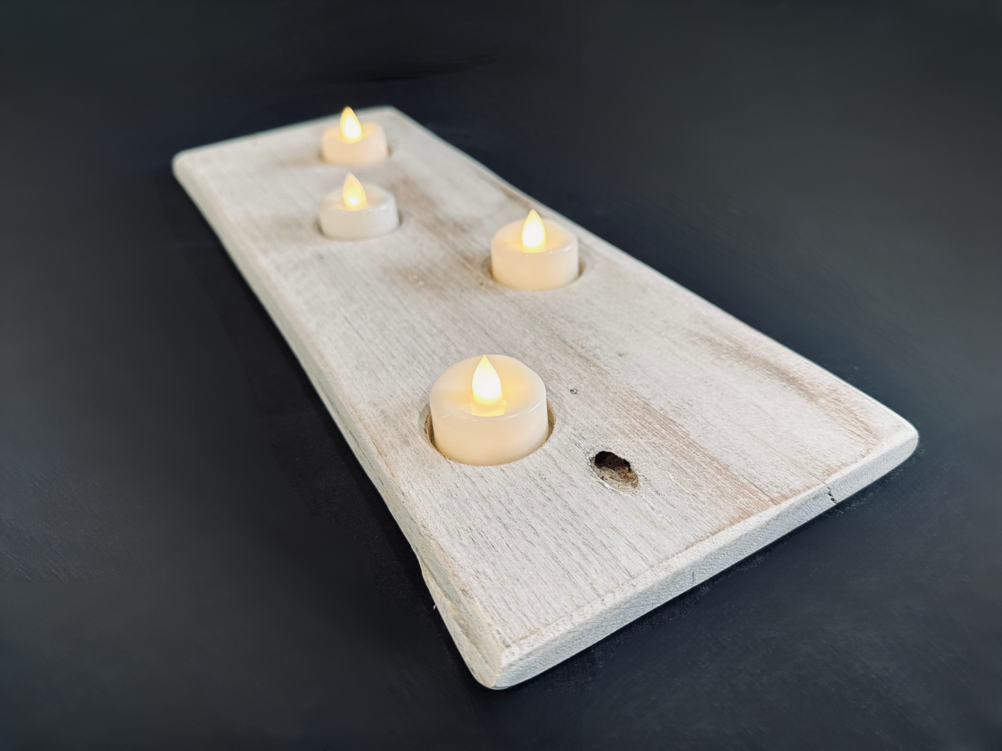 Tea Light Centerpiece | Whitewashed Live Edge | Personalize it!