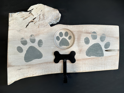 Dog Leash Holder |  Whitewashed Live Edge | Personalize it!