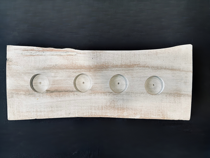 Tea Light Centerpiece | Whitewashed Live Edge | Personalize it!