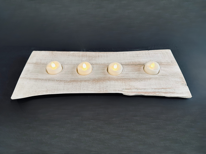 Tea Light Centerpiece | Whitewashed Live Edge | Personalize it!