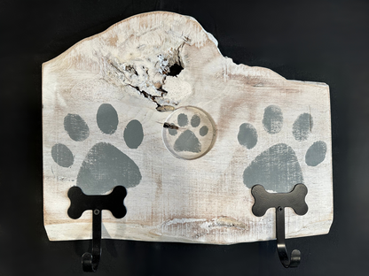 Dog Leash Holder |  Whitewashed Live Edge | Personalize it!