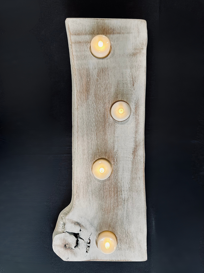 Tea Light Centerpiece | Whitewashed Live Edge | Personalize it!