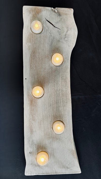 Tea Light Centerpiece | Whitewashed Live Edge | Personalize it!