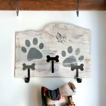 Dog Leash Holder |  Whitewashed Live Edge | Personalize it!